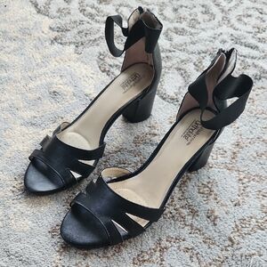 Croft & Barrow Ortholite Ankle Strap Block Heels Black 9